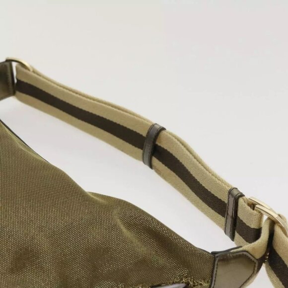 GUCCI Sherry Line Shoulder Bag Canvas Gold Auth ac1764 - Picture 9 of 16